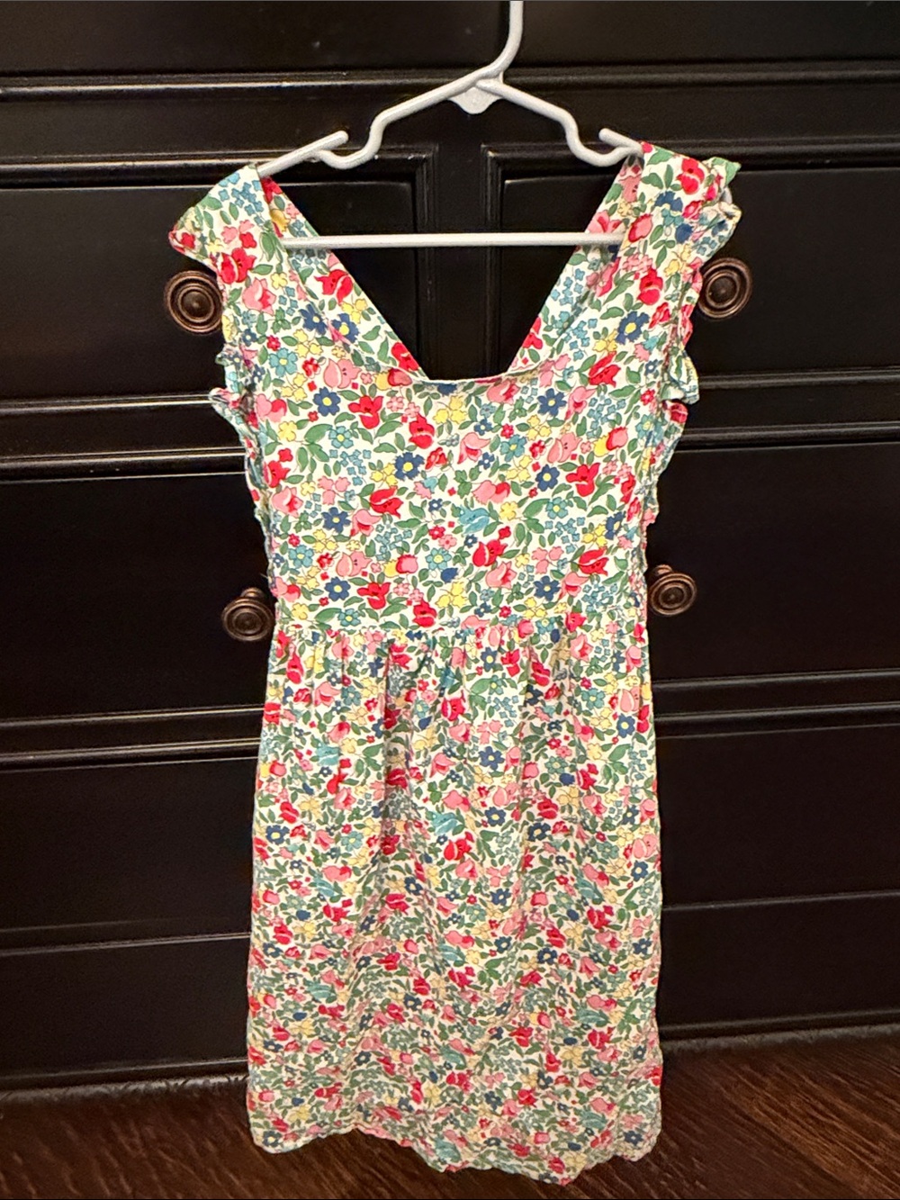 Mini Boden Floral Cotton Dress in Red, Blue & Green - Picture 3 of 4